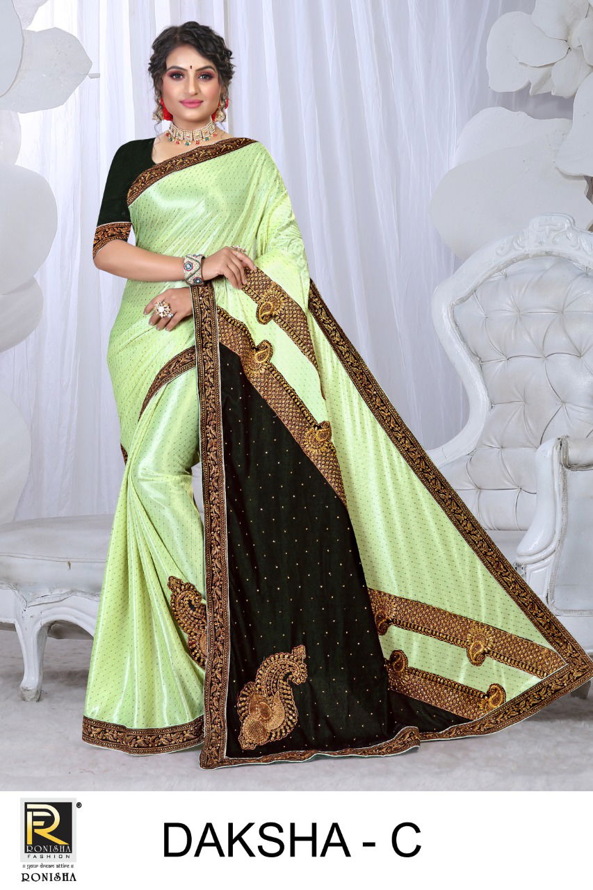 Ronisha Daksha Heavy Lycra Embroidery Festive Wear Latest Saree Collection